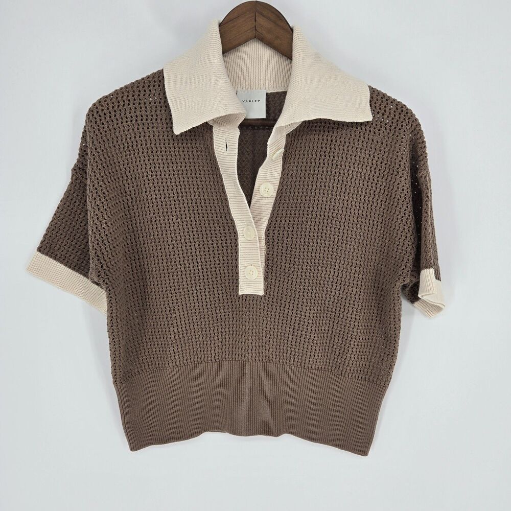 Varley Finch Knit Polo Cotton XS Preppy Quiet Luxury Breathable Cotton